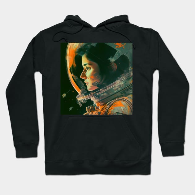 We Are Floating In Space - 45 - Sci-Fi Inspired Retro Artwork Hoodie by saudade